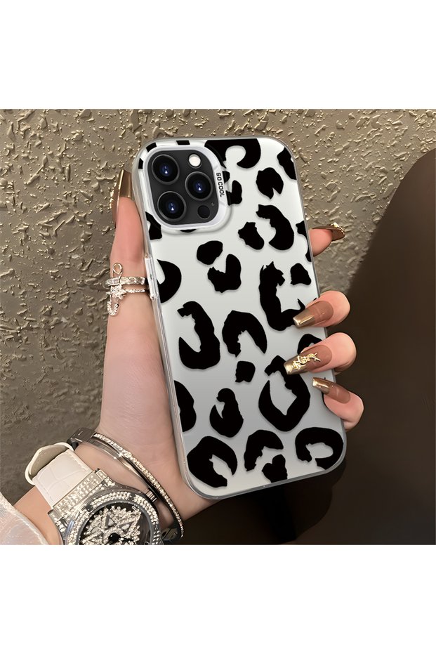 iPhone 12 Pro Max Compatible Black Leopard Print Silicone Phone Case, Shock Protection