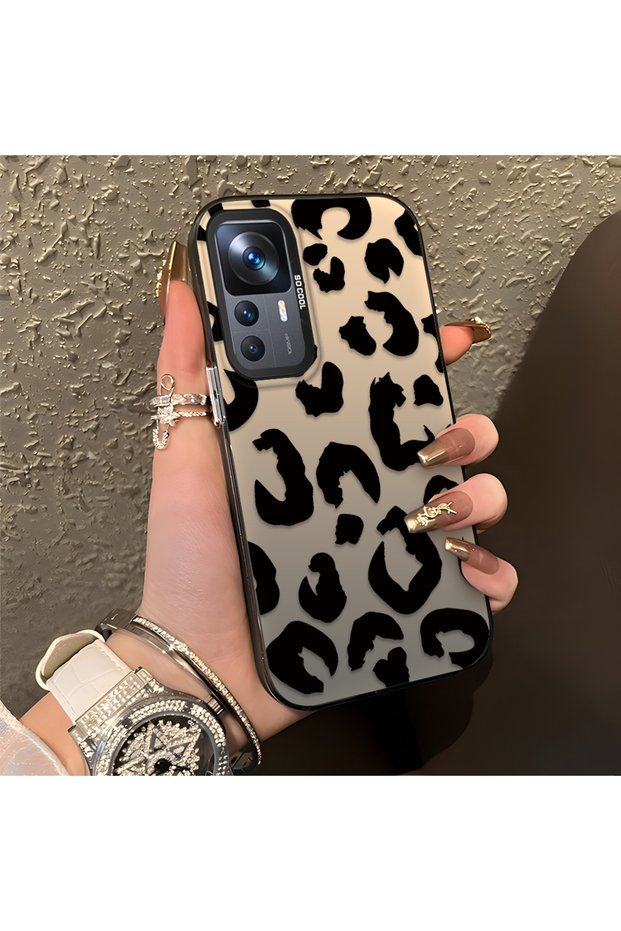 Mi 12T/12T Pro Compatible Black Leopard Print Silicone Phone Case, Shock Protection