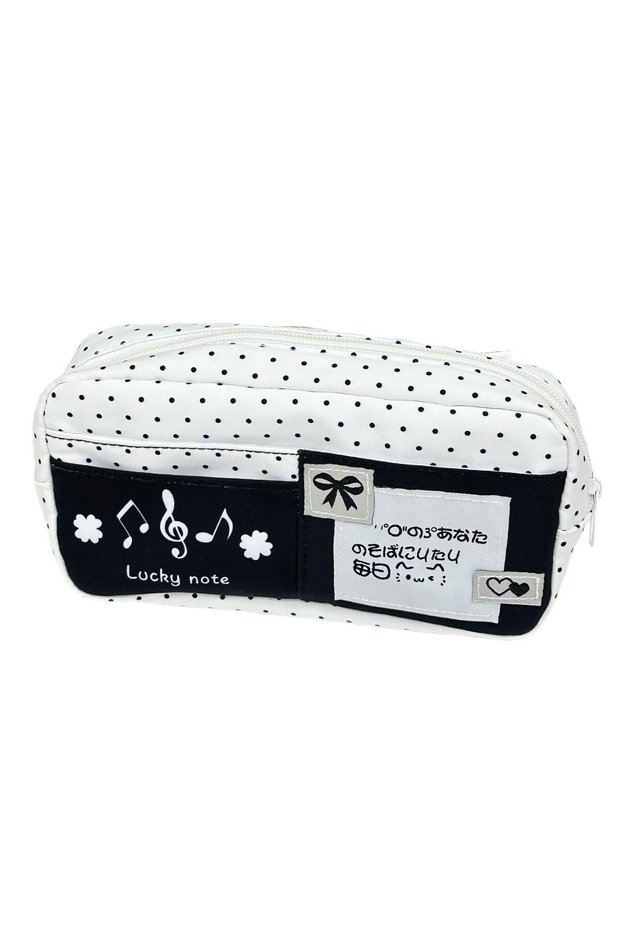 single layer C Cat Pattern Pencil Case with Blue Polka Dot Design Pencil Bag for Students School Sup