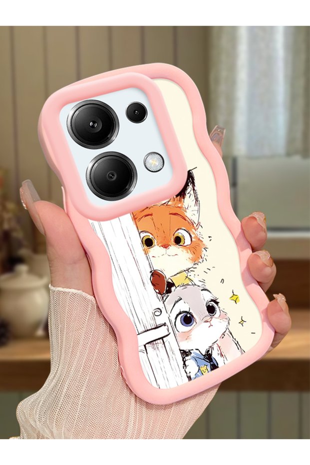 Redmi Note 13 Pro 4g Compatible Case Camera Protection Pink Silicone Lover Couple Phone Case Cartoon Pattern