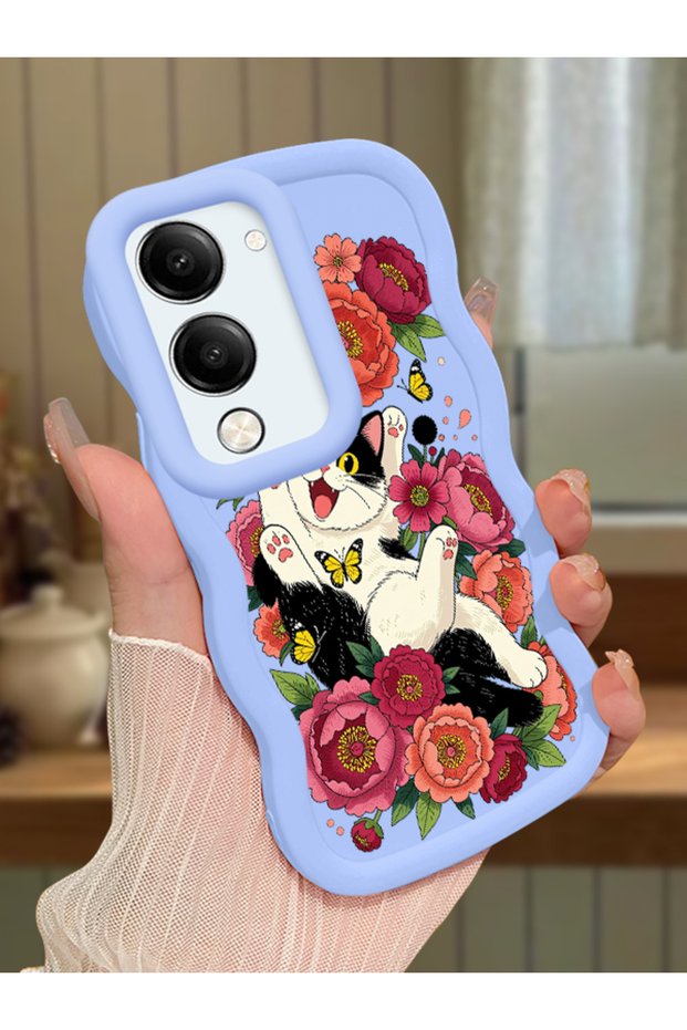 Vivo Y19 Compatible Case Camera Protector Blue Silicone Couple Phone Case Cat Case