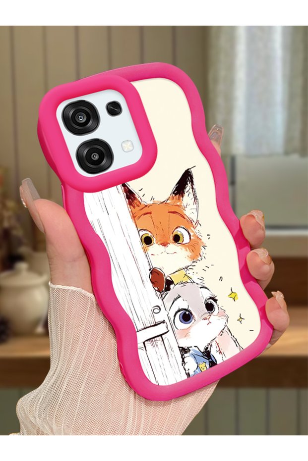 Oppo A6 Pro Compatible Case Camera Protector Red Silicone Couple Phone Case Cartoon Pattern