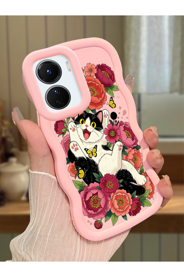 Vivo Y16 Compatible Case Camera Protector Pink Silicone Lover Couple Phone Case Cat Case