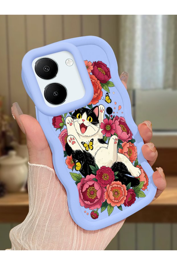 For Vivo Y36 4g Compatible Case Camera Protector Blue Silicone Lover Couple Phone Case Cat Case