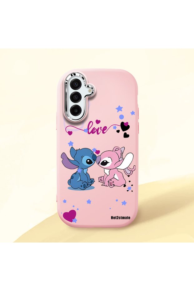 Samsung Galaxy A17 Compatible Case Camera Protective Pink Stitch Patterned Silicone Beloved Couple Phone Case