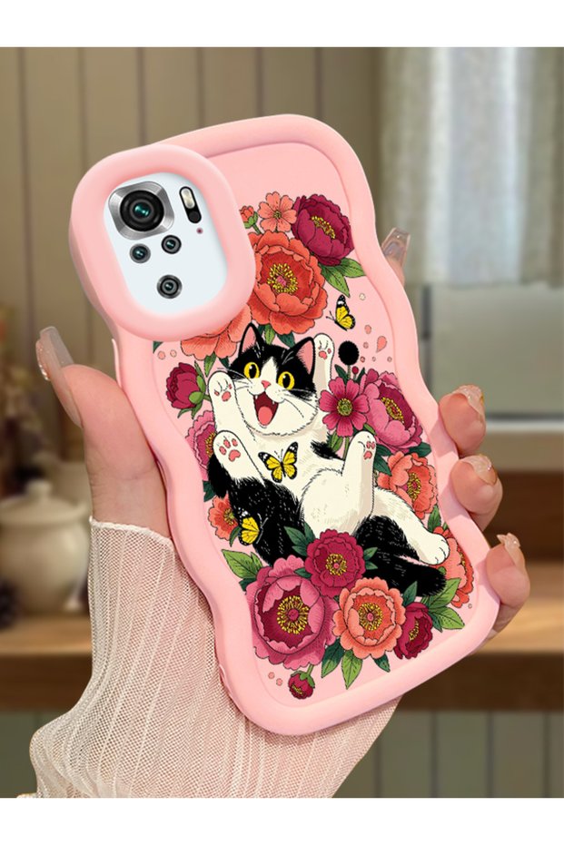 Redmi Note 10 4g Compatible Case Camera Protector Pink Silicone Lover Couple Phone Case Cat Case