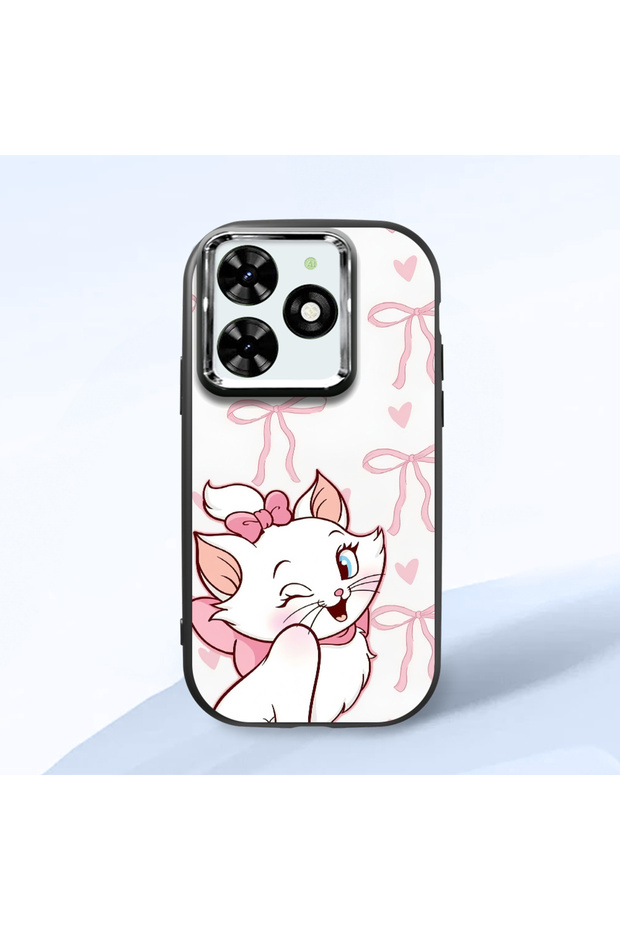 Infinix Smart 8 Compatible Case Camera Protective Black Cartoon Patterned Silicone Beloved Couple Phone Case
