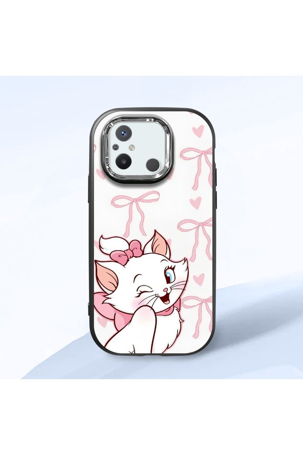 Redmi 12C Compatible Case Camera Protector Black Cartoon Pattern Silicone Lover Couple Phone Case