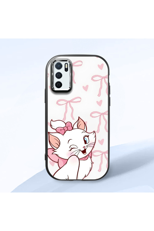 Oppo A54S Compatible Case Camera Protector Black Cartoon Patterned Silicone Lover Couple Phone Case
