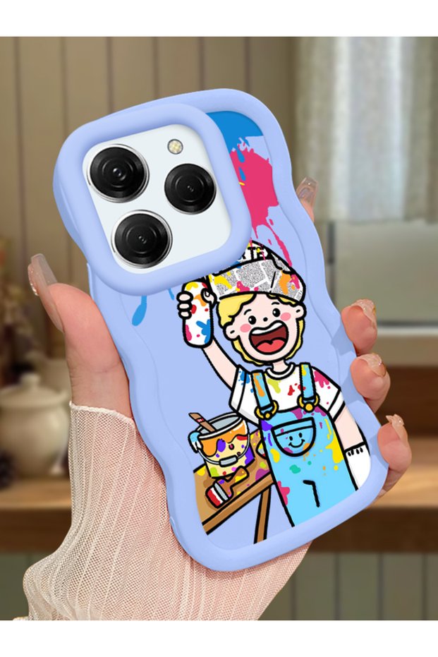 Tecno Spark 20 Pro Compatible Case Camera Protective Blue Silicone Couple Phone Case Cartoon Pattern