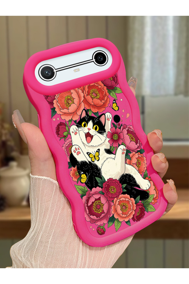 Tecno Pova Slim Compatible Case Camera Protector Red Silicone Couple Phone Case Cat Case