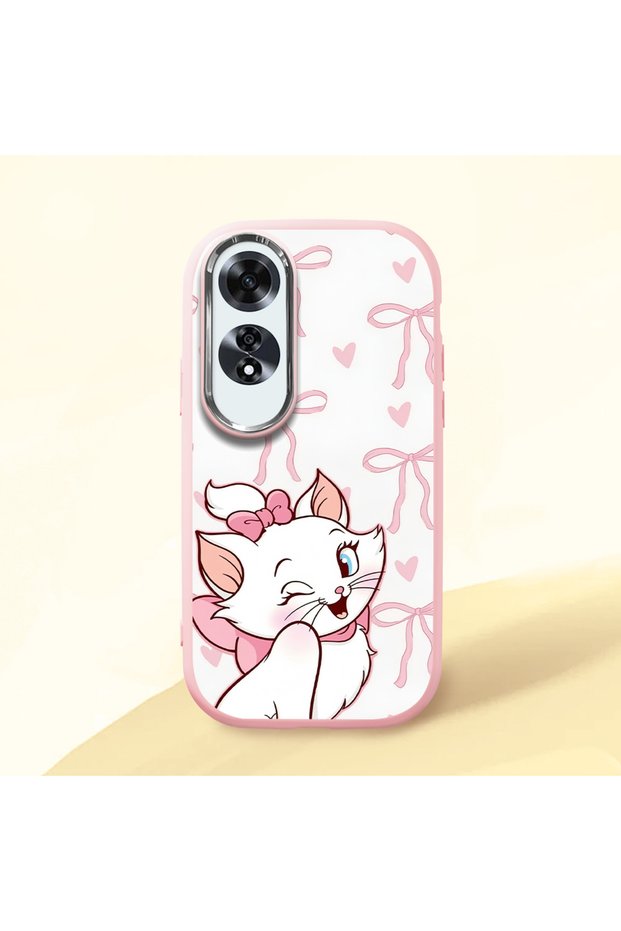 Oppo A60 Compatible Case Camera Protective Pink Cartoon Patterned Silicone Lover Couple Phone Case