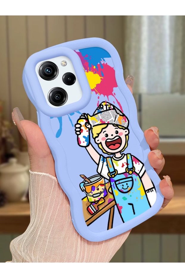 Poco X5 Pro 5g Compatible Case Camera Protector Blue Silicone Couple Phone Case Cartoon Pattern