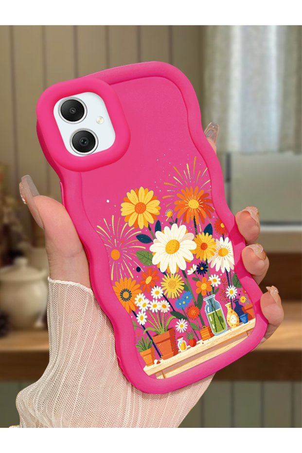 Samsung Galaxy A05 Compatible Case Camera Protector Red Silicone Lover Couple Phone Case Floral Case