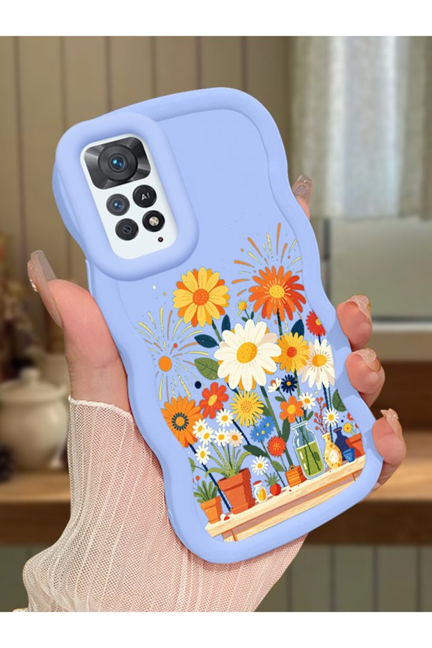 Redmi Note 11 Pro 5g Compatible Case Camera Protective Blue Silicone Lover Couple Phone Case Floral Case