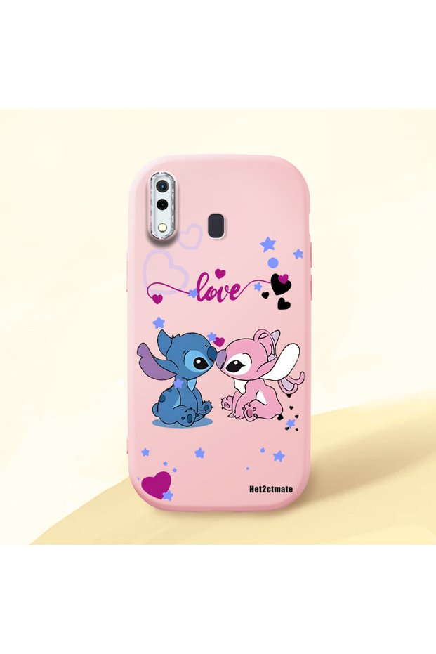 Samsung Galaxy A30 Compatible Case Camera Protective Pink Stitch Patterned Silicone Beloved Couple Phone Case
