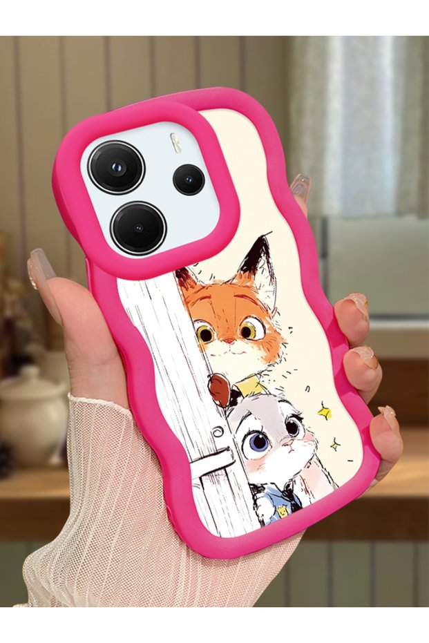 Case for Redmi Note 14 4g Compatible Case Camera Protective Red Silicone Lover Couple Phone Case Cartoon Pattern