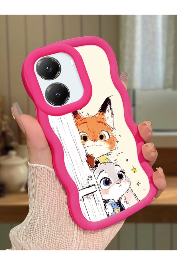 Poco X7 Pro Compatible Case Camera Protector Red Silicone Lover Couple Phone Case Cartoon Pattern