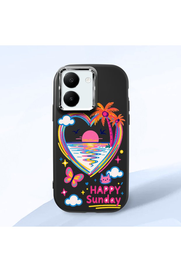 For Vivo Y36 Compatible Case Camera Protective Black Heart Patterned Silicone Lover Couple Phone Case