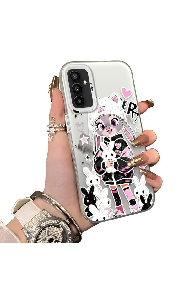 Samsung Galaxy F23 Compatible Hard Acrylic Back Silicone Edge Lens Protection Double Case