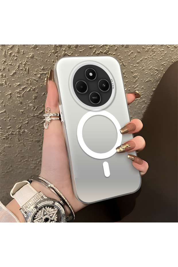 Redmi 14C 4G/5G Compatible Minimal Printed Ring Appearance Hard Case, Does Not Have Magnetic Features