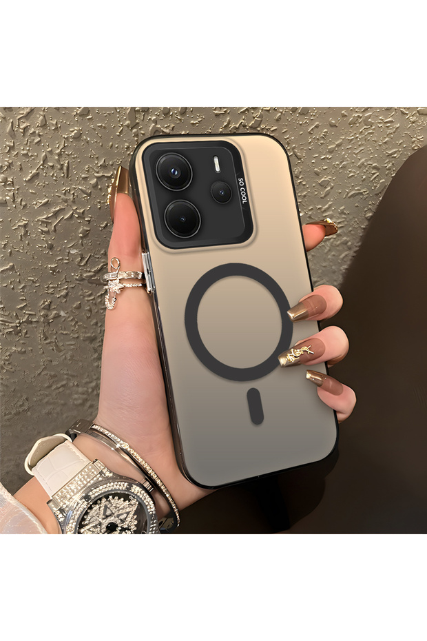 Redmi Note 14 4g Compatible Minimal Printed Ring Appearance Hard Case, Does Not Have Magnetic Features