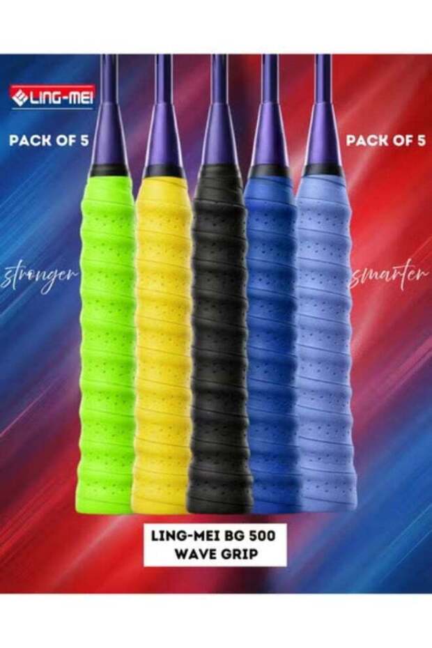 BG 500 Pack of 5 Racket Grip Single Wave – Anti-Slip, Comfortable & Durable Badminton Grip
