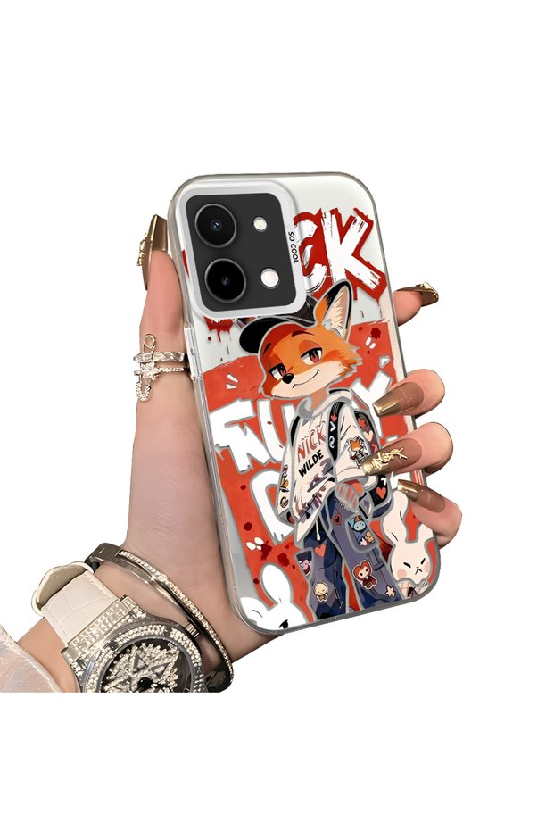 Vivo Y28 4g Compatible Hard Acrylic Back Silicone Edge Lens Protection Double Case
