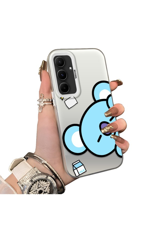 Samsung Galaxy A55 Compatible Hard Acrylic Back Silicone Edge Lens Protection Double Case