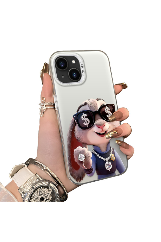 iPhone 15 Plus/14 Plus Compatible Hard Acrylic Back Silicone Edge Lens Protection Double Case