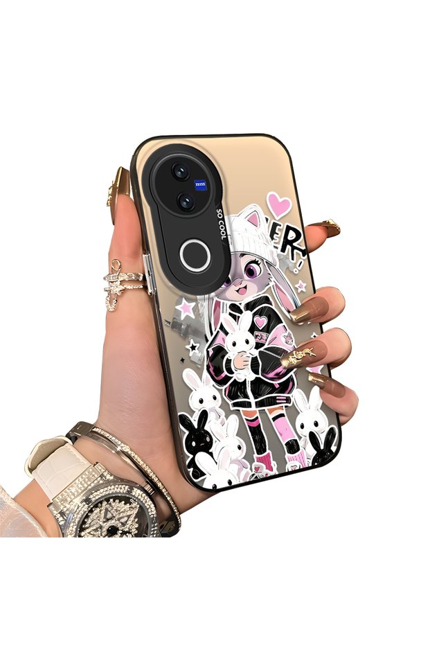 Vivo V50 Compatible Hard Acrylic Back Silicone Edge Lens Protection Double Case