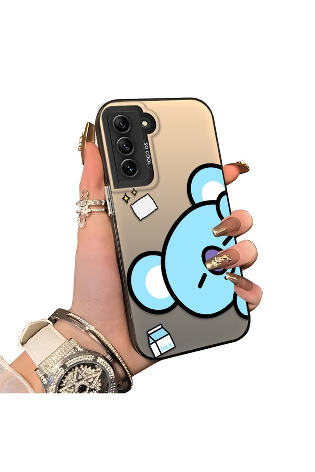 Samsung Galaxy S21 Fe Compatible Hard Acrylic Back Silicone Edge Lens Protection Double Case
