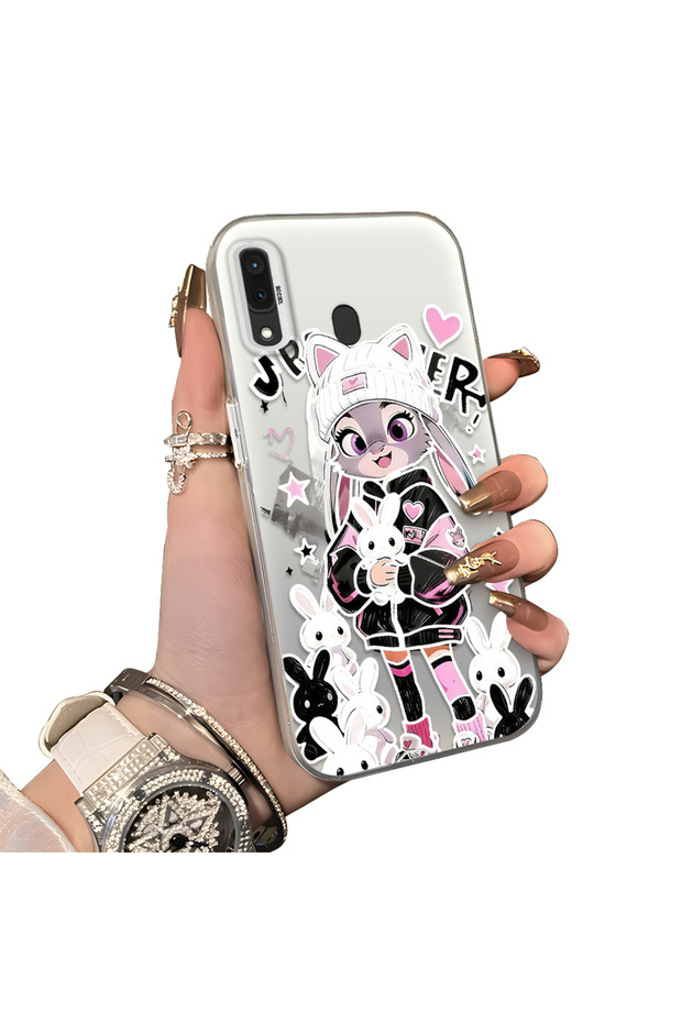 Samsung Galaxy A30/A20 Compatible Hard Acrylic Back Silicone Edge Lens Protection Double Case