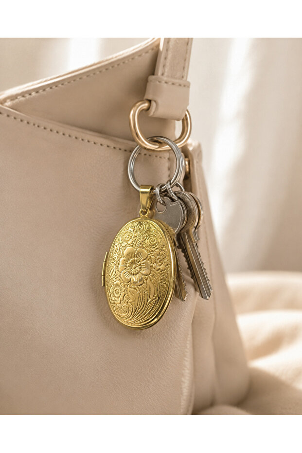 Photo Can Be Added Pop-Up Memory Keychain Gold Color Special Gift