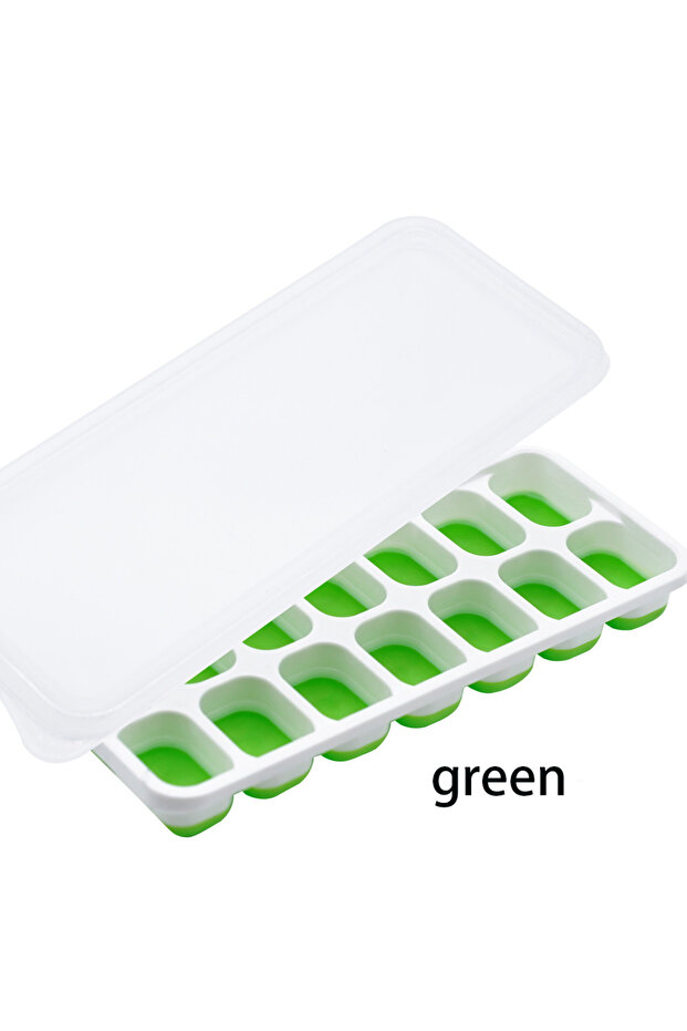 Green 14 Grid Ice Cube Tray Silicone Mold Square Ice Cube Tray Mold Ice Cube Maker Non-toxic Durable