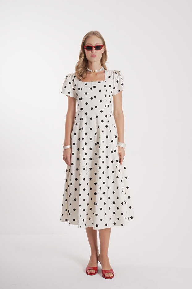 Women's Tulip Sleeve Polka Dot Dress