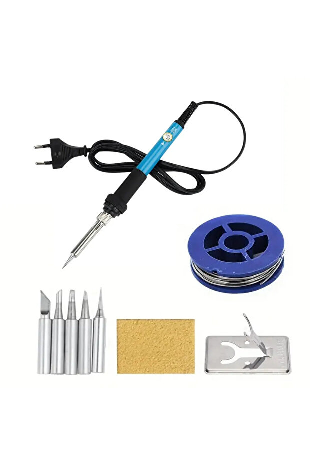 Blue 9pcs a set Multi-kit Adjustable Temperature Electric Soldering Iron 220V 60W Multifunction Weld