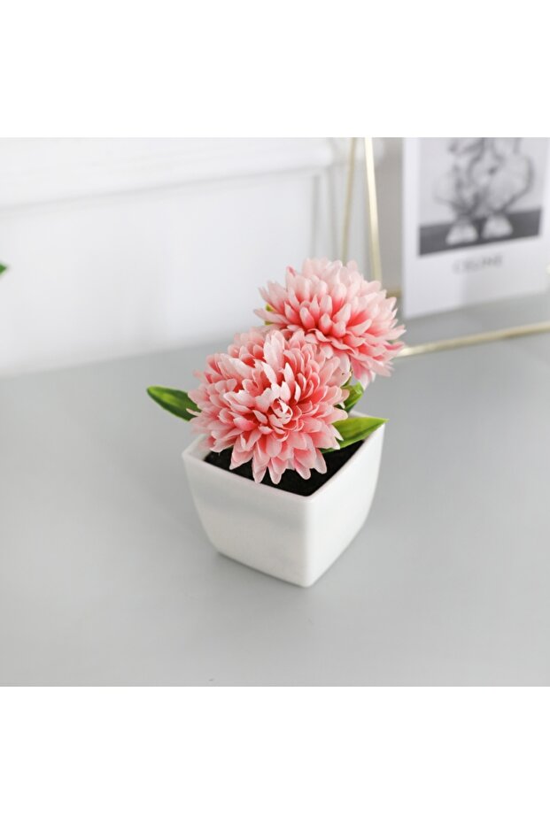 1PC Pink 1PC Desktop Flowers, Artificial Chrysanthemum Potted Plants, Home, Restaurant, Office Decor