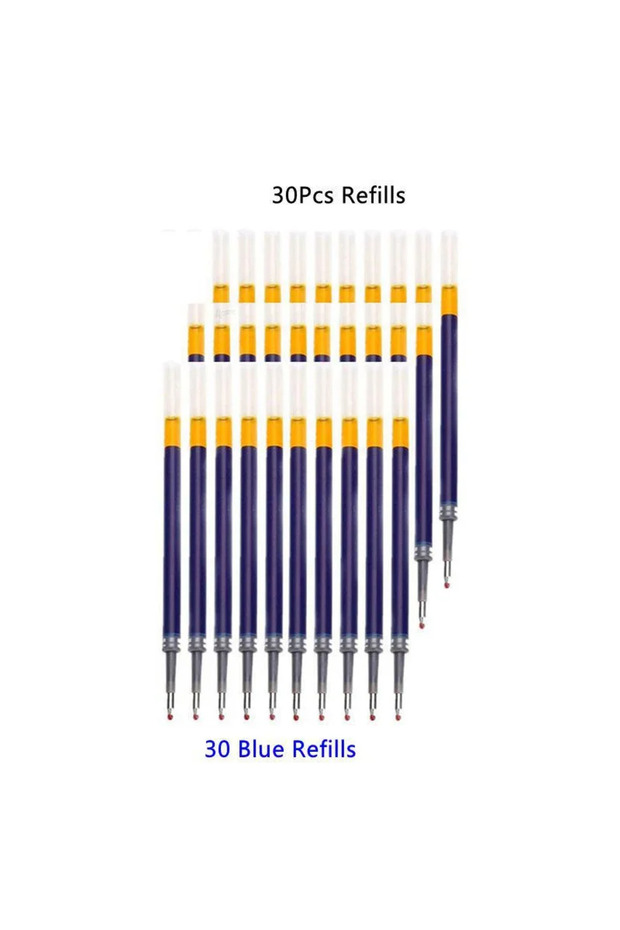 30 blue refills 13/30pcs Retractable Gel Pens Set Black/Red/Blue Ink Ballpoint for Writing Refills O