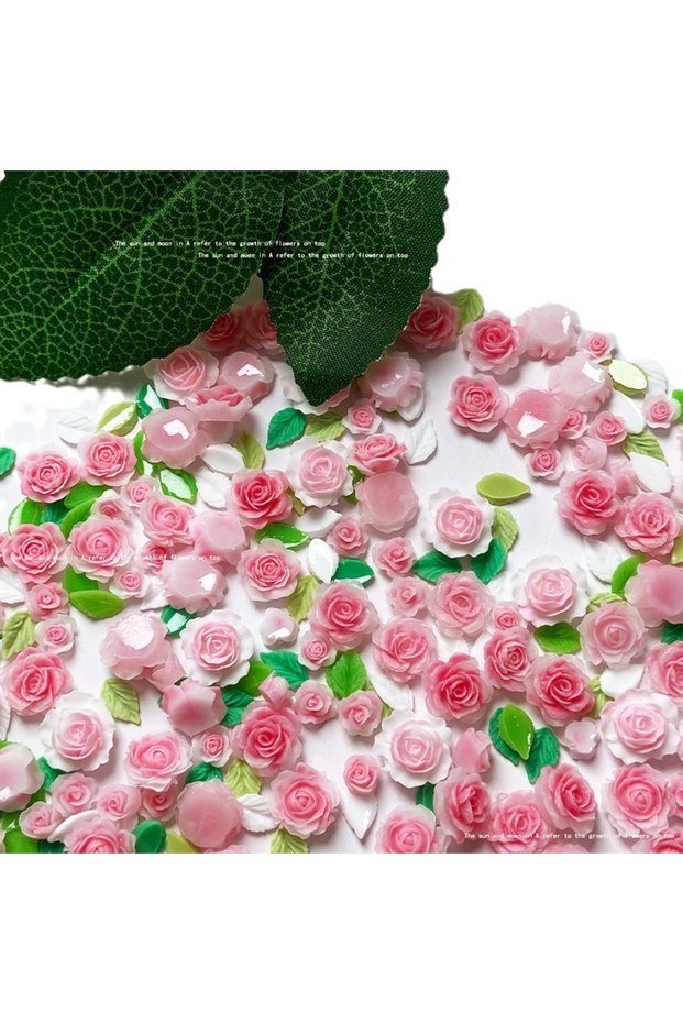 20pcs Mix 50pcs/20pcs 3D Pink Rose Nail Art Charms Japanese Kawaii Resin Camellia Nail Rhin