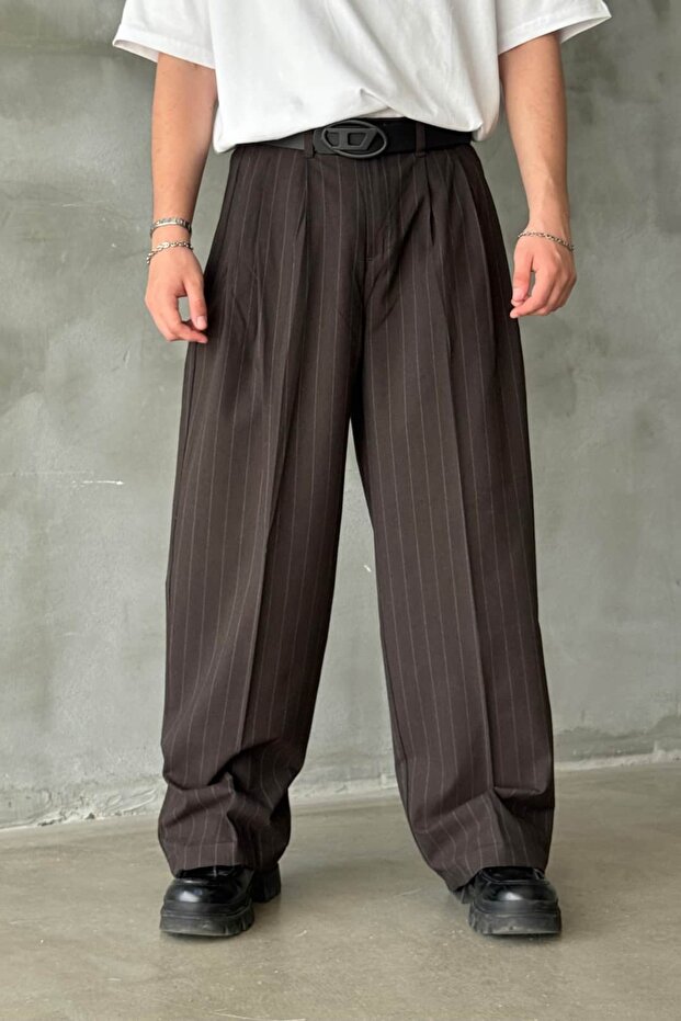 Premium Pleated Striped Model Fabric Trousers