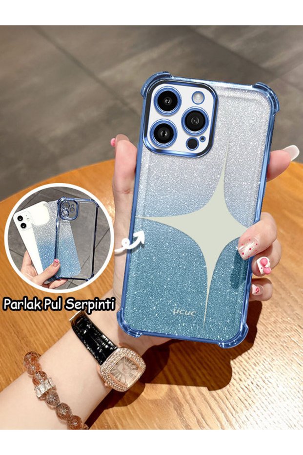 حافظة شفافة متوافقة مع هاتف iPhone 14 Pro Max مصنوعة من السيليكون بأربعة زوايا وحواف لامعة