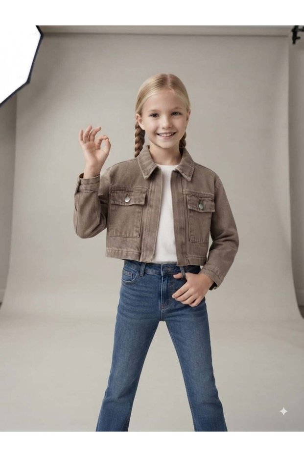 Girl's Organic Dyed Denim Crop Jacket