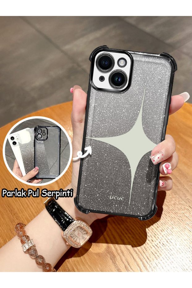 iPhone 14 Compatible Transparent Four Corner Silicone Coated Glossy Edge Case