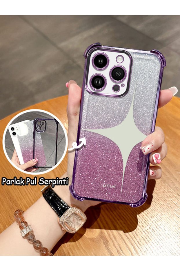 iPhone 14 Pro Compatible Transparent Four Corner Silicone Coated Glossy Edge Case