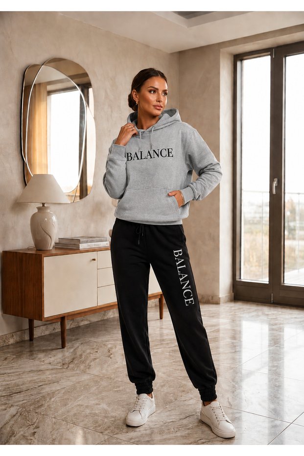 Hooded Sweat Suit 2-Piece Combination Winter Embroidered Balance Printed Women's / Men's Unisex Model