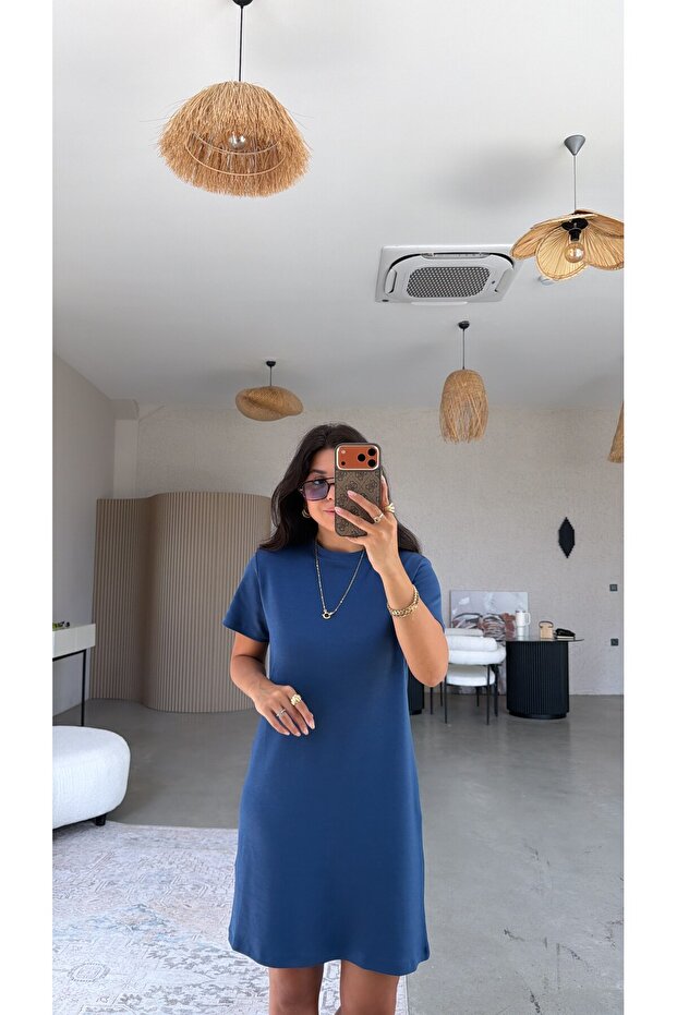 Indigo Crew Neck Basic Dress
