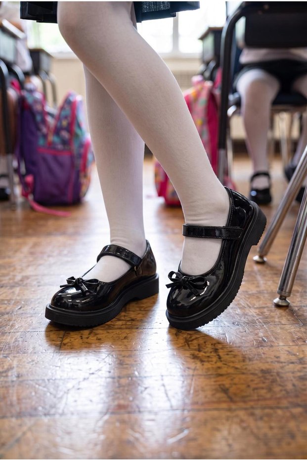 469-5 Orthopedic Girls' Black Patent Leather School Shoes
