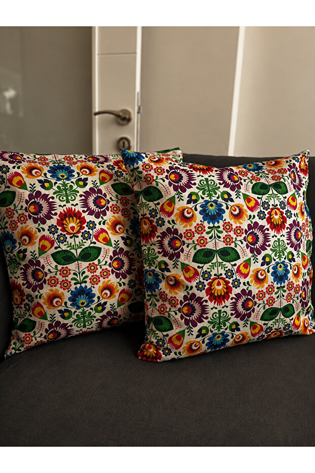 Digital Printed Double-Sided Cotton Throw Pillow Cover – Hidden Zipper, Lined (45×45 cm) Set of 2