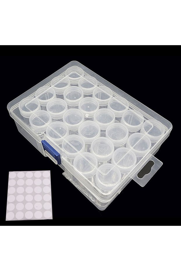 24 Bottles 1pc 24/30/48/60/80 Slots Plastic Storage Box, DIY Diamond Painting Beads Charms Jewelry A